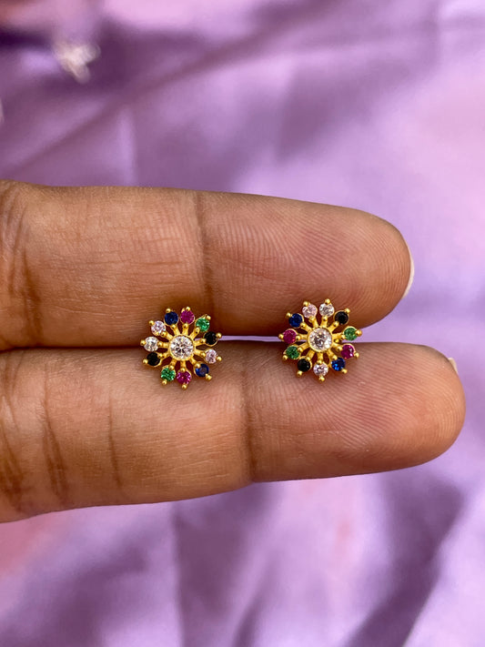 925 Silver Gold Plated multicolor studs