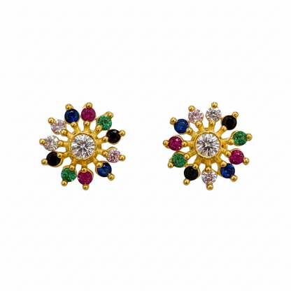 925 Silver Gold Plated multicolor studs