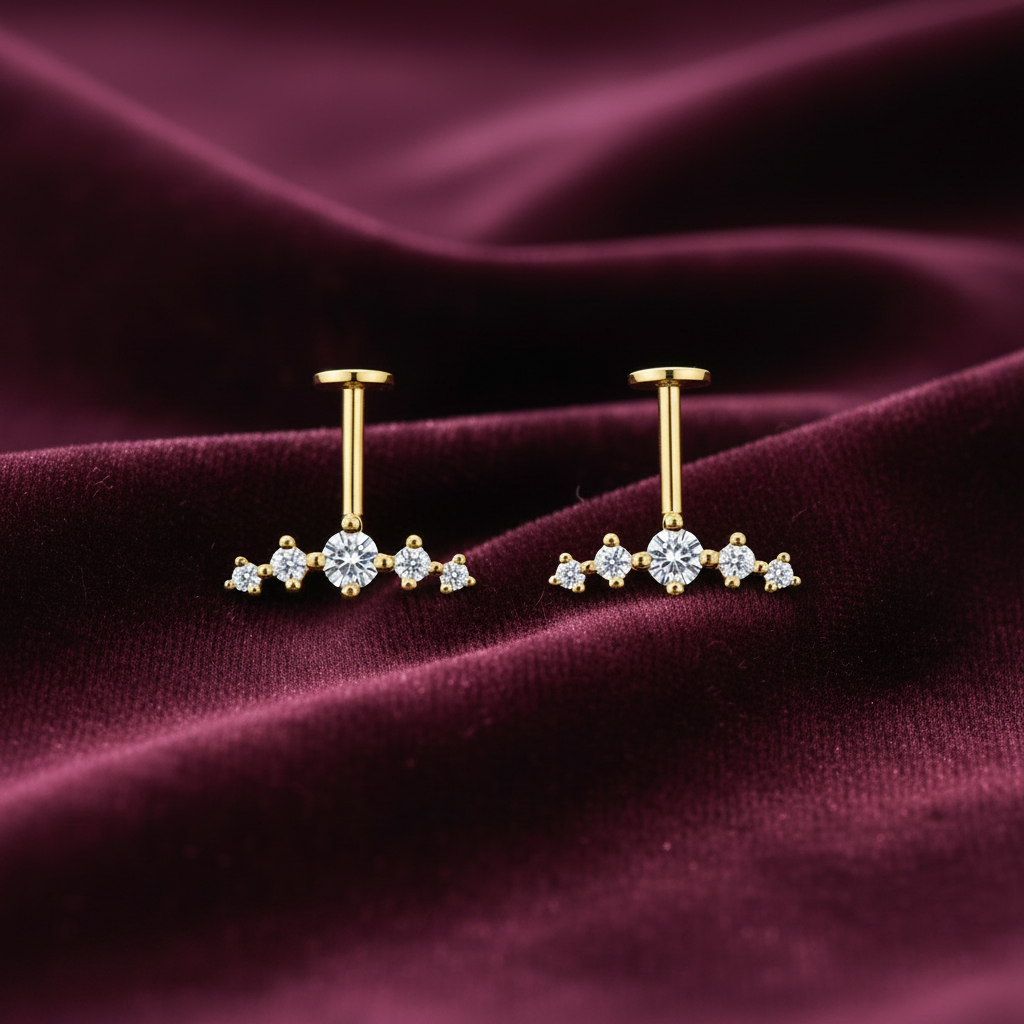 925 Silver Gold Plated Five Stone Bugadi