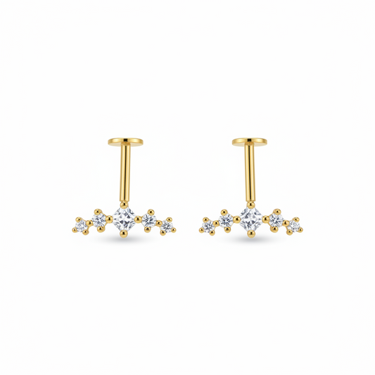 925 Silver Gold Plated Five Stone Bugadi - Pair