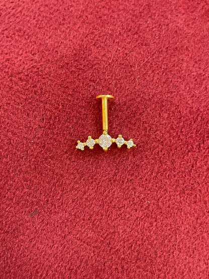 925 Silver Gold Plated Five Stone Bugadi