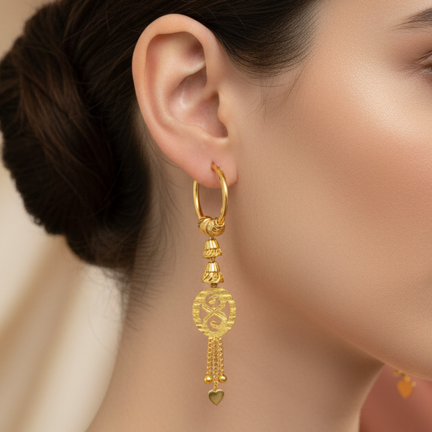 92.5 Silver Gold Plated Dangle Bali Earrings