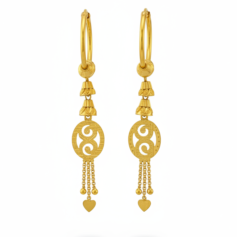 92.5 Silver Gold Plated Dangle Bali Earrings