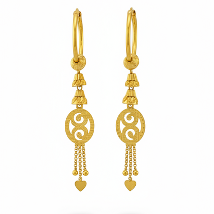92.5 Silver Gold Plated Dangle Bali Earrings