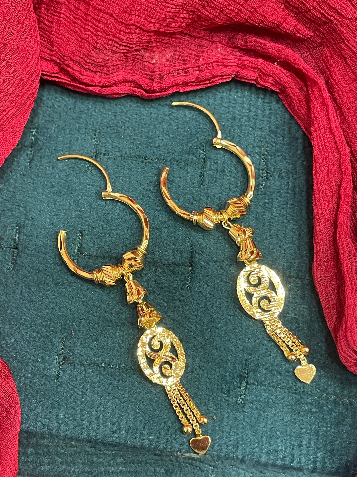 92.5 Silver Gold Plated Dangle Bali Earrings