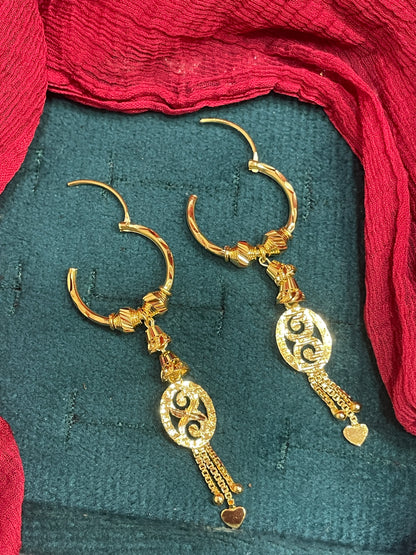 92.5 Silver Gold Plated Dangle Bali Earrings