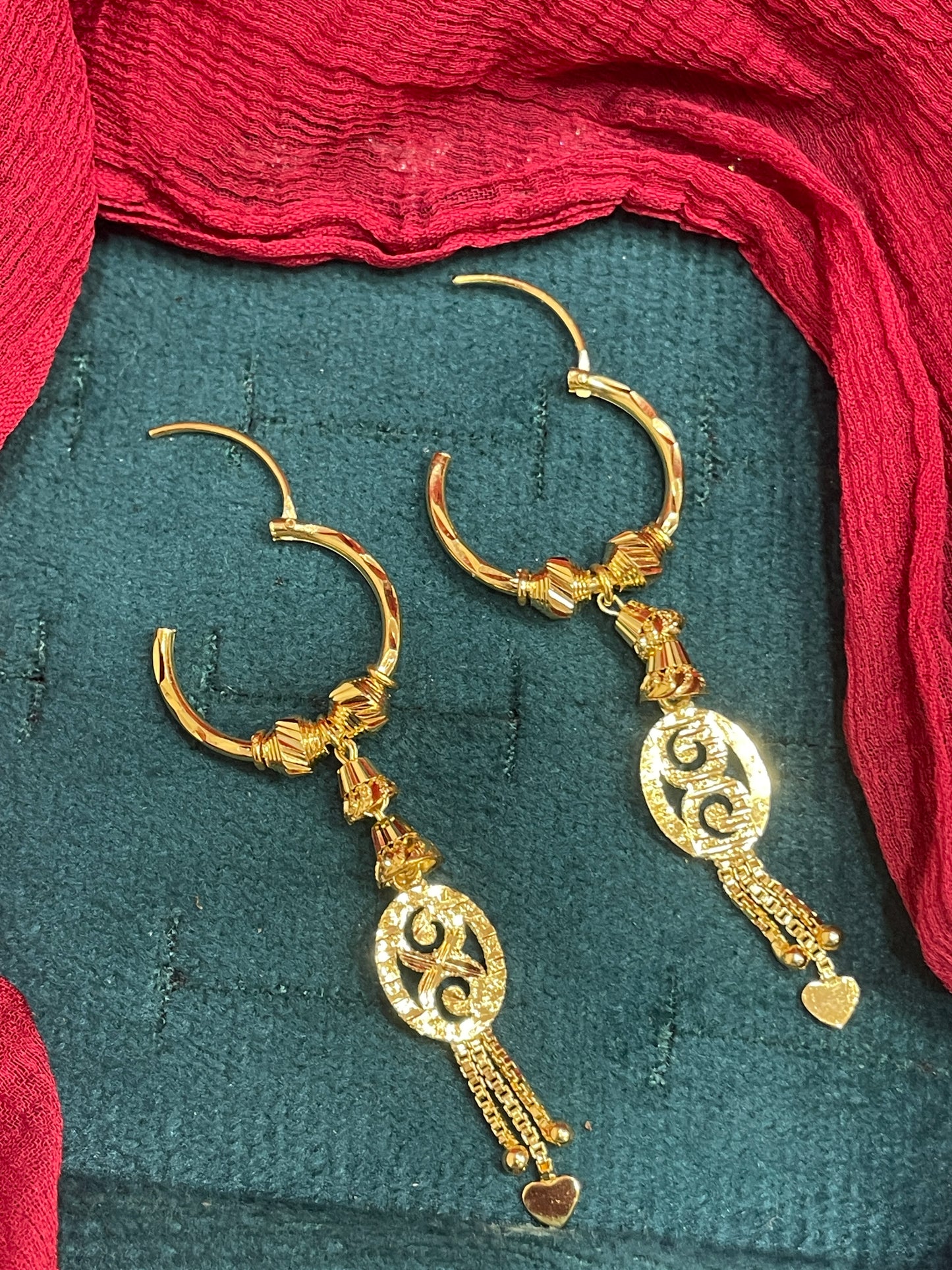 92.5 Silver Gold Plated Dangle Bali Earrings