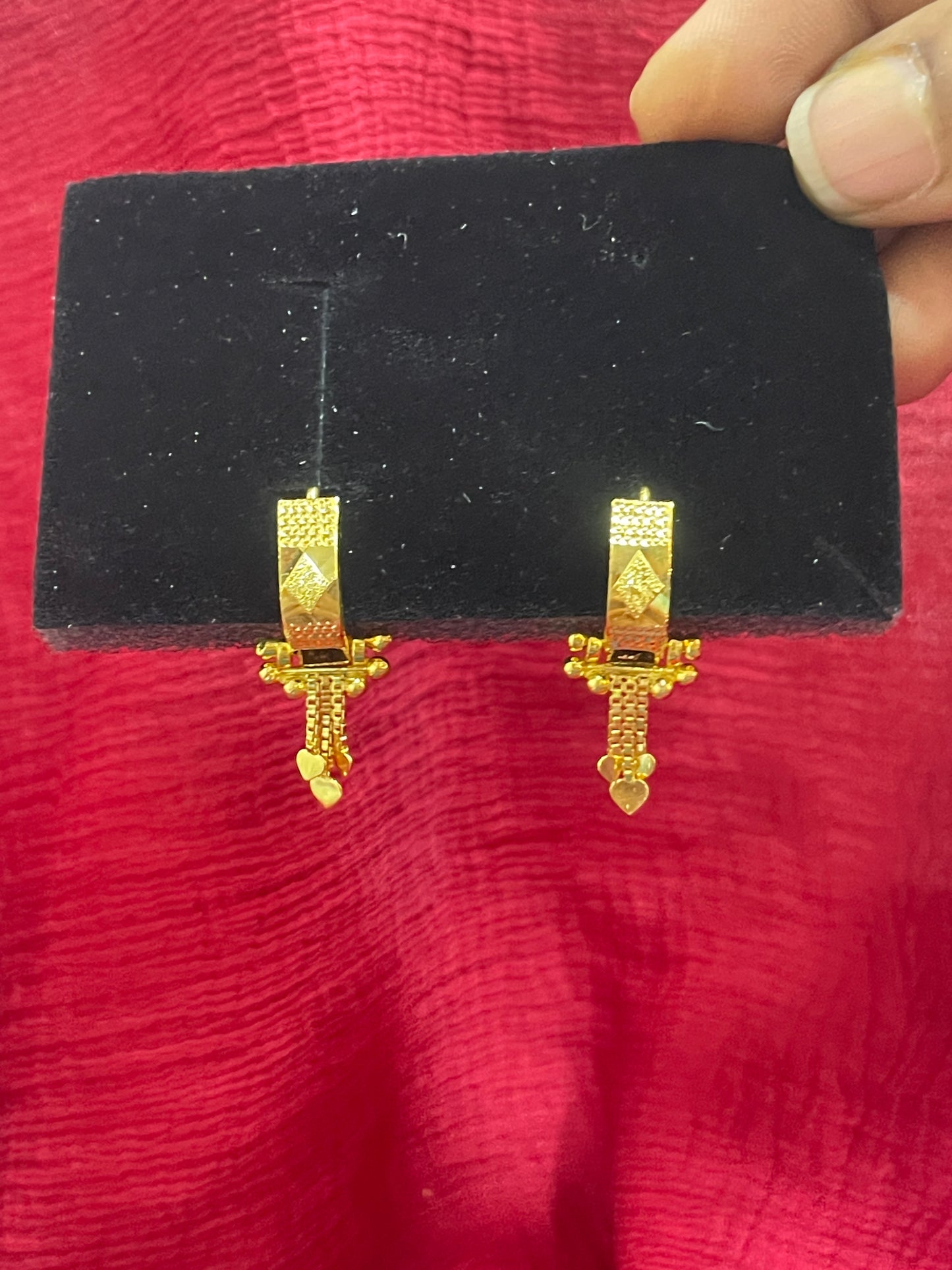 92.5 Silver Gold Plated Bali Drops Earrings