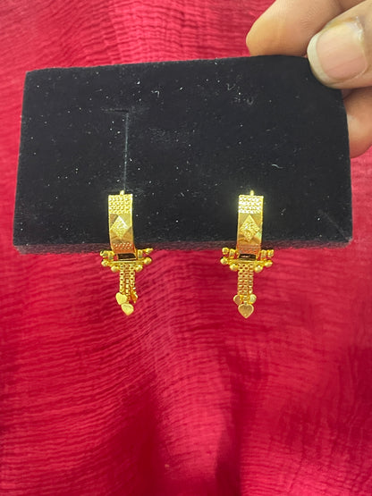 92.5 Silver Gold Plated Bali Drops Earrings