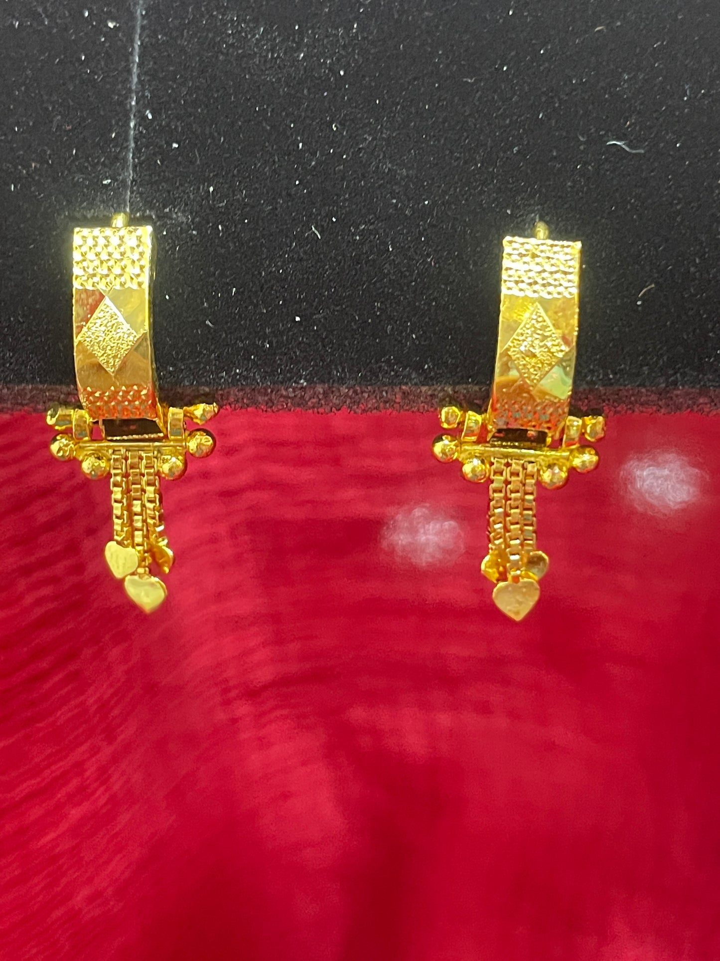 92.5 Silver Gold Plated Bali Drops Earrings