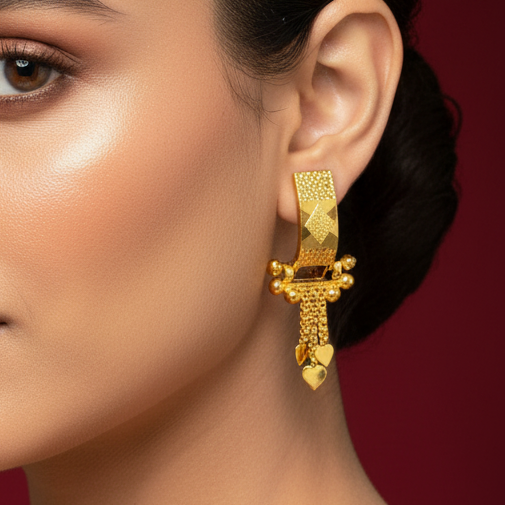 92.5 Silver Gold Plated Bali Drops Earrings