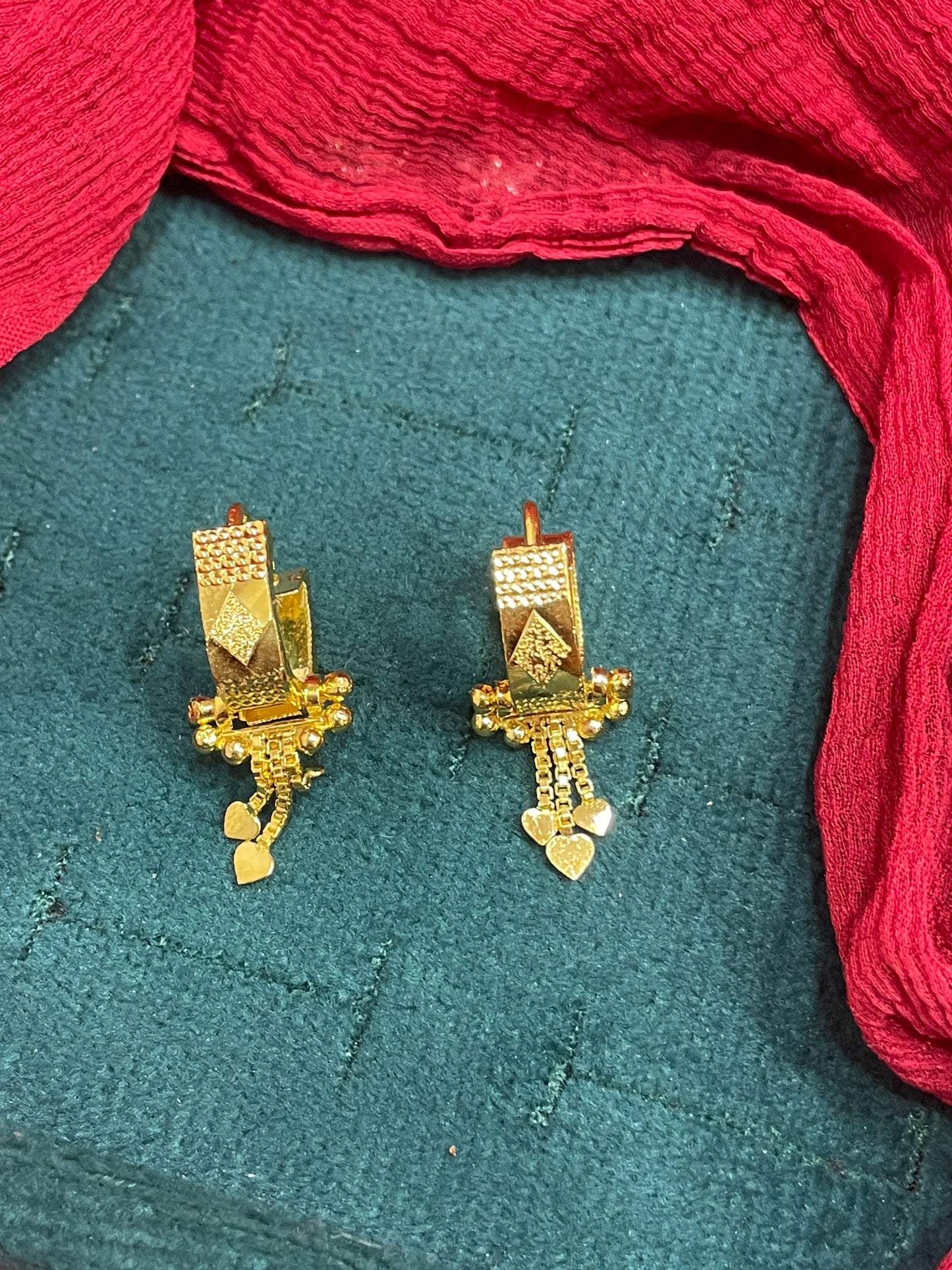 92.5 Silver Gold Plated Bali Drops Earrings