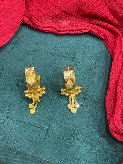 92.5 Silver Gold Plated Bali Drops Earrings