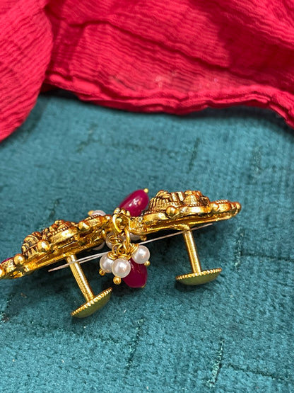 92.5 Silver Gold Plated Lakshmi Earrings