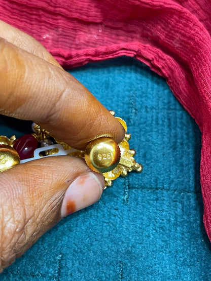 92.5 Silver Gold Plated Lakshmi Earrings