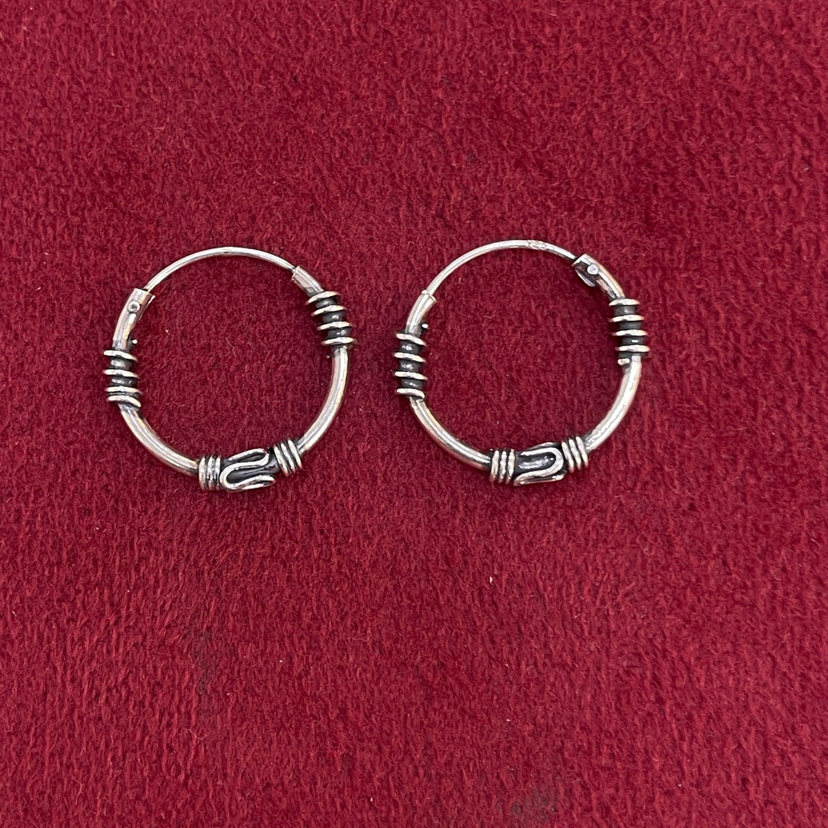 92.5 Silver Oxidised Scroll Detail Hoop Earrings Pair