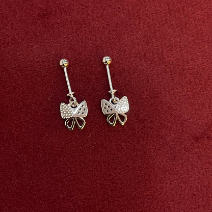92.5 Sterling Silver Split-Wing Butterfly Bar Drop Earrings for Women | Mother-of-Pearl & CZ Butterfly Charm pair