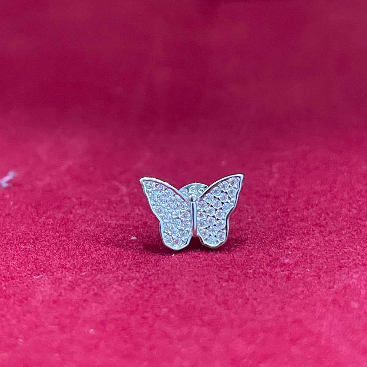 92.5 Silver Butterfly Stud Earrings pair
