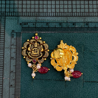 92.5 Silver Gold Plated Lakshmi Earrings pair