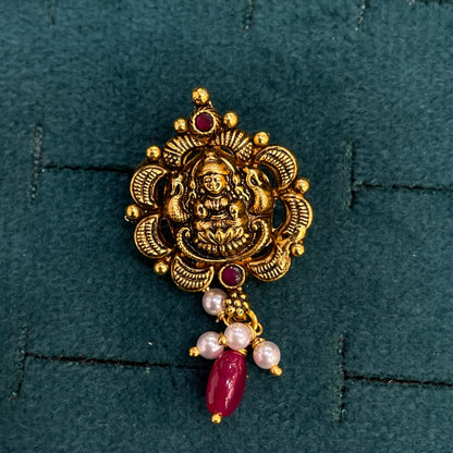 92.5 Silver Gold Plated Lakshmi Earrings pair