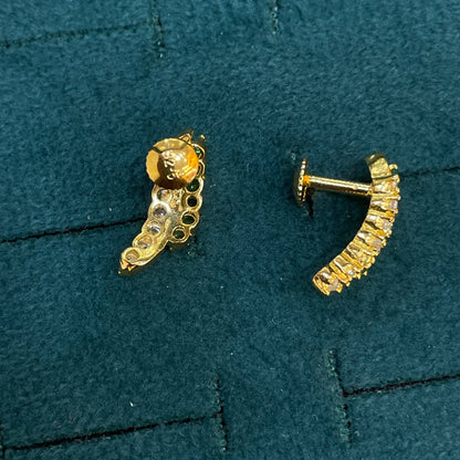 92.5 Silver Gold Plated Classy CZ J studs for Women | Elegant Cubic Zirconia Design | Premium Jewellery pair