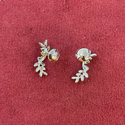 92.5 Sterling Silver Olive Branch Stud Earrings for Women pair