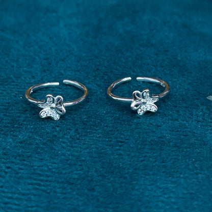 92.5 Sterling Silver Pave CZ & Open Loop Butterfly Toe Rings for Women