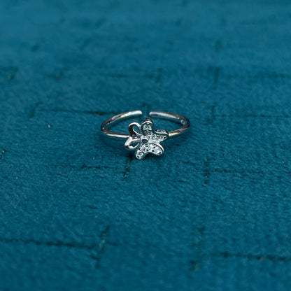 92.5 Sterling Silver Pave CZ & Open Loop Butterfly Toe Rings for Women