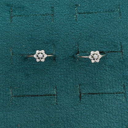 92.5 Sterling Silver CZ Solitaire Centre Flower Toe Rings for Women