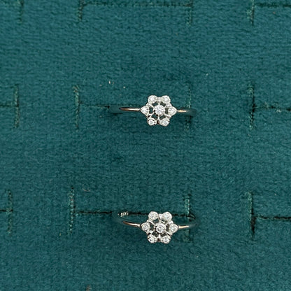 92.5 Sterling Silver CZ Solitaire Centre Flower Toe Rings for Women
