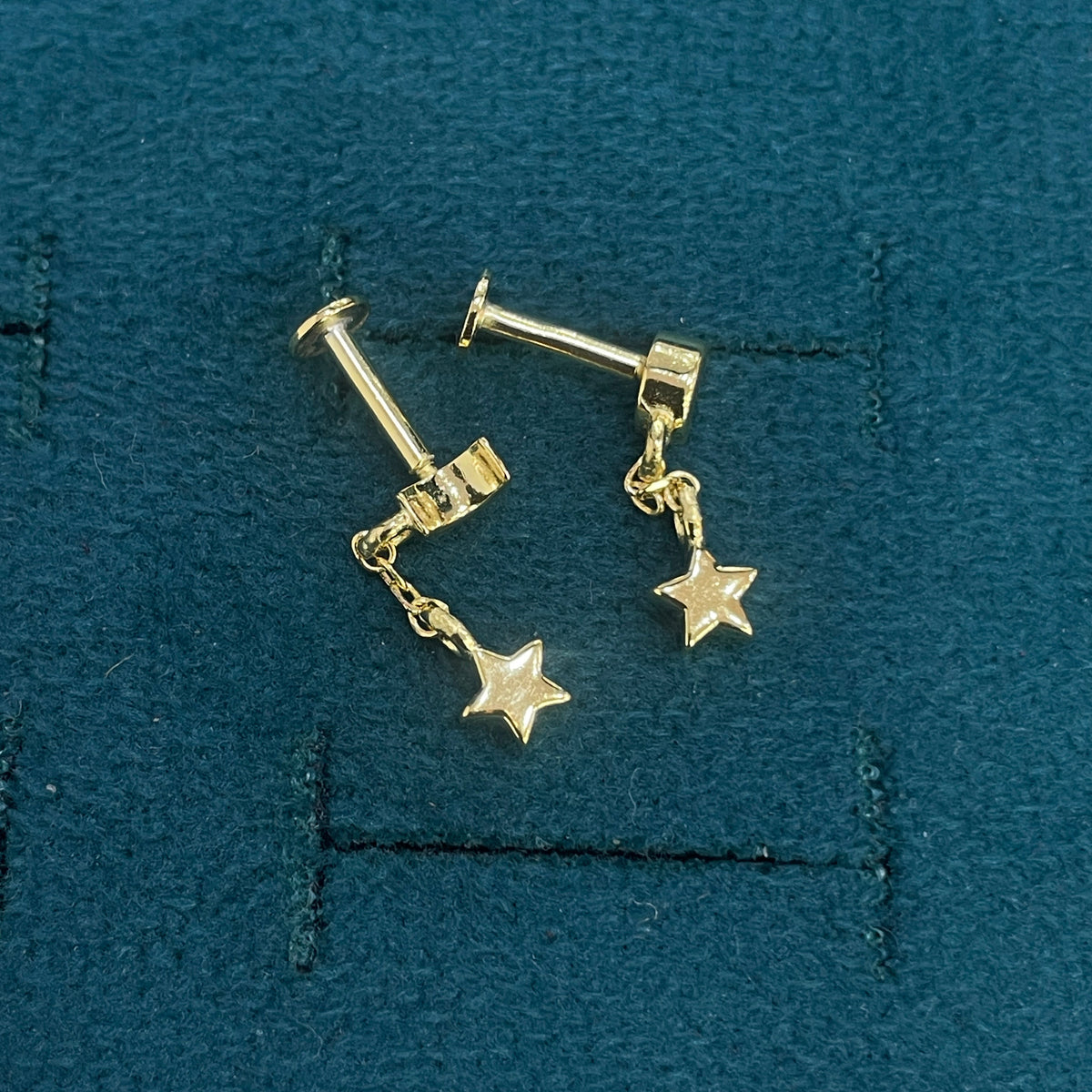 92.5 Sterling Silver Gold Plated Crescent Moon & Star Charm Drop Earrings for Women