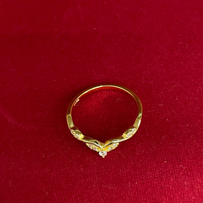 92.5 Sterling Silver Gold Plated Marquise Leaf Finger Ring