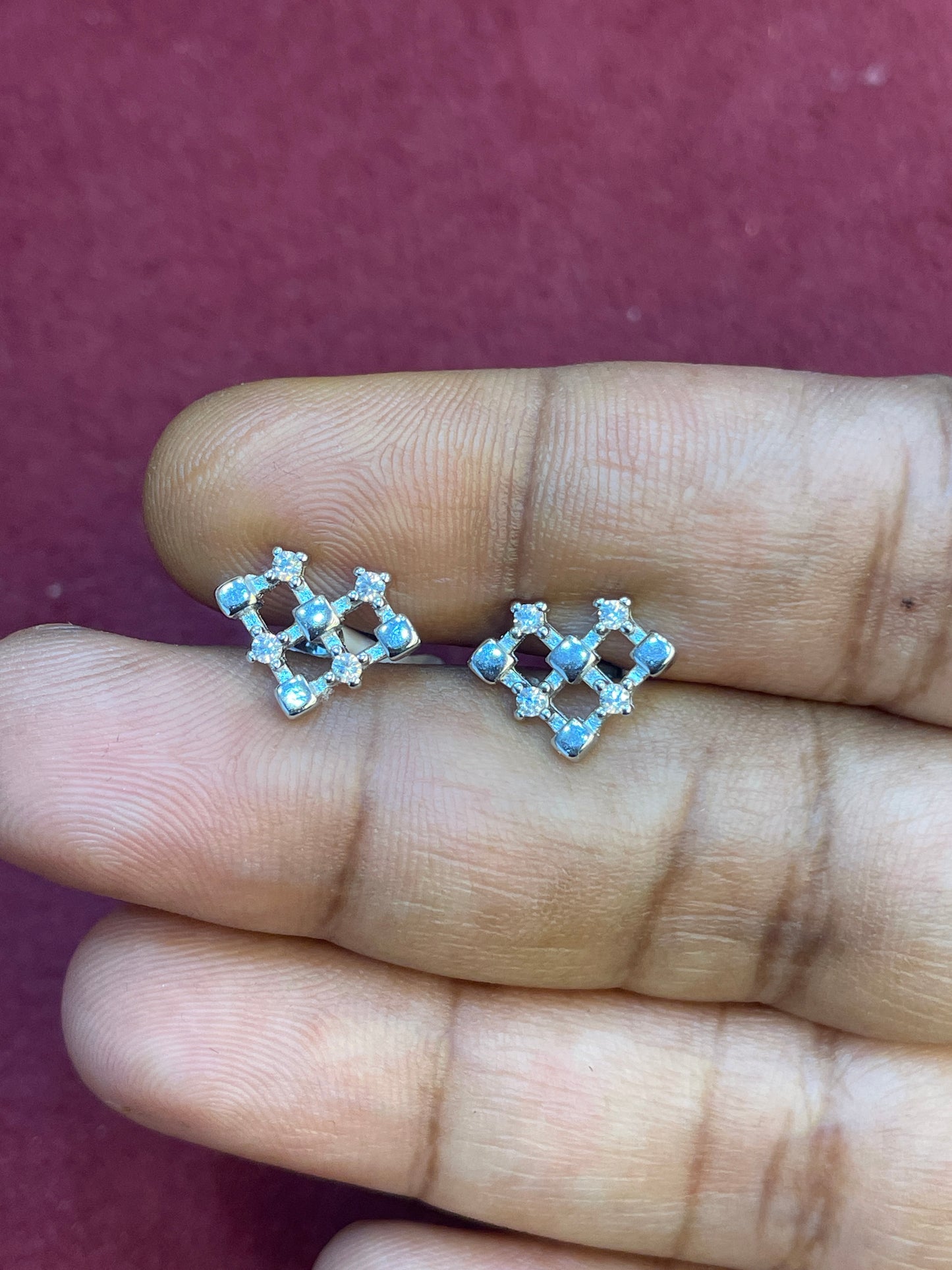 92.5 Silver Tetris Heart Studs | Unique Trendy Design | Jewellery