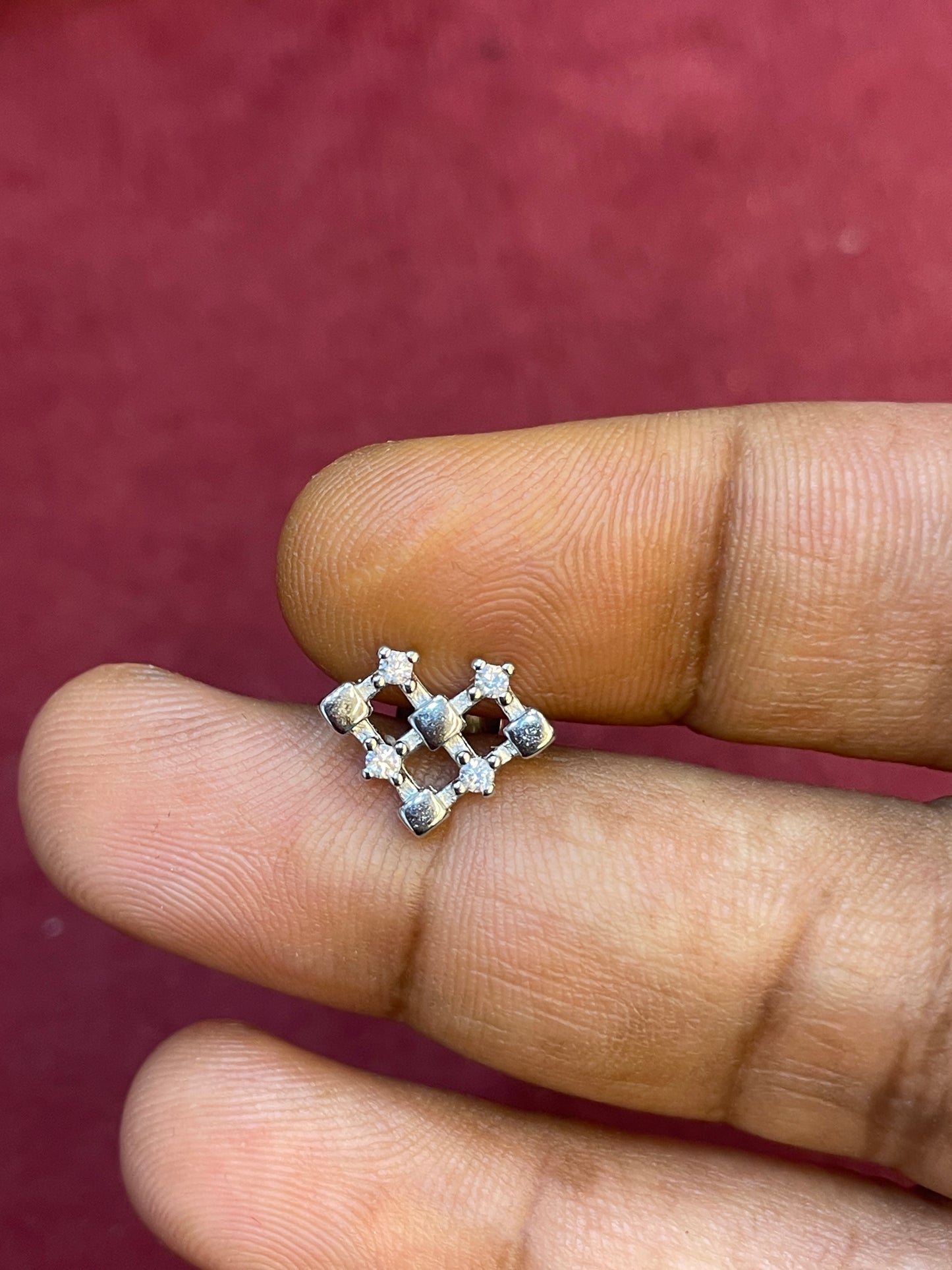 92.5 Silver Tetris Heart Studs | Unique Trendy Design | Jewellery