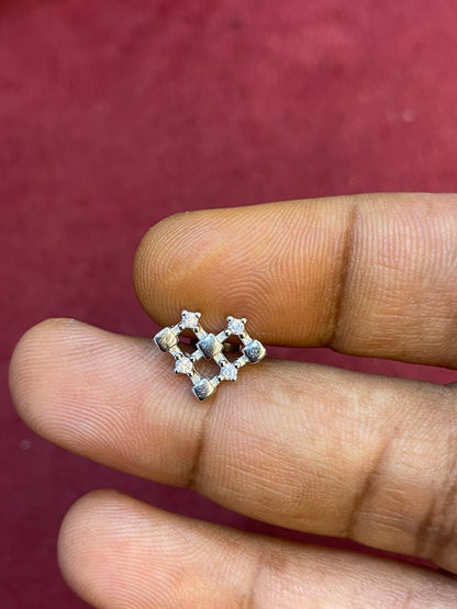 92.5 Silver Tetris Heart Studs | Unique Trendy Design | Jewellery
