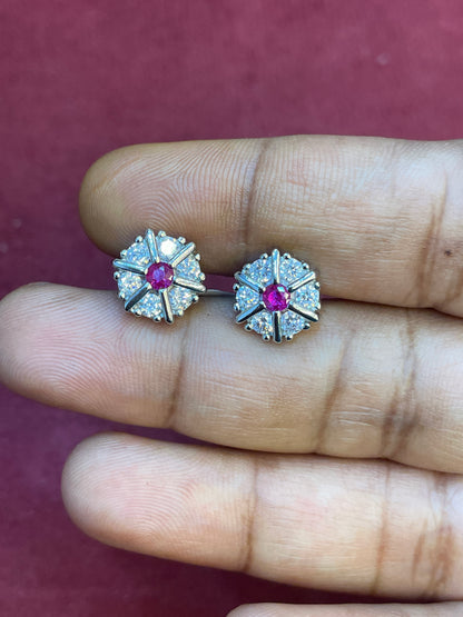 92.5 Silver Pink Star Studs | Stylish Cute Design | Jewellery