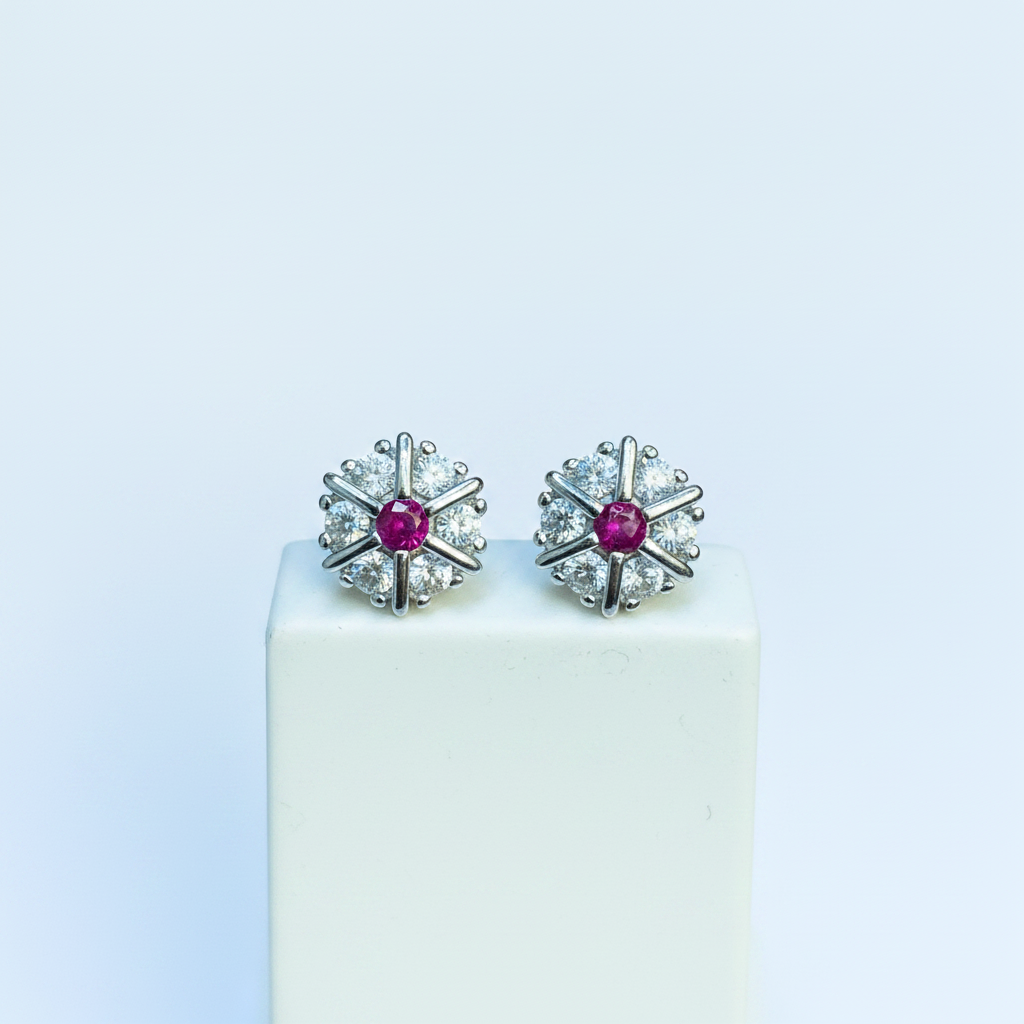 92.5 Silver Pink Star Studs | Stylish Cute Design | Jewellery