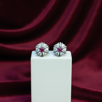 92.5 Silver Pink Star Studs | Stylish Cute Design | Jewellery