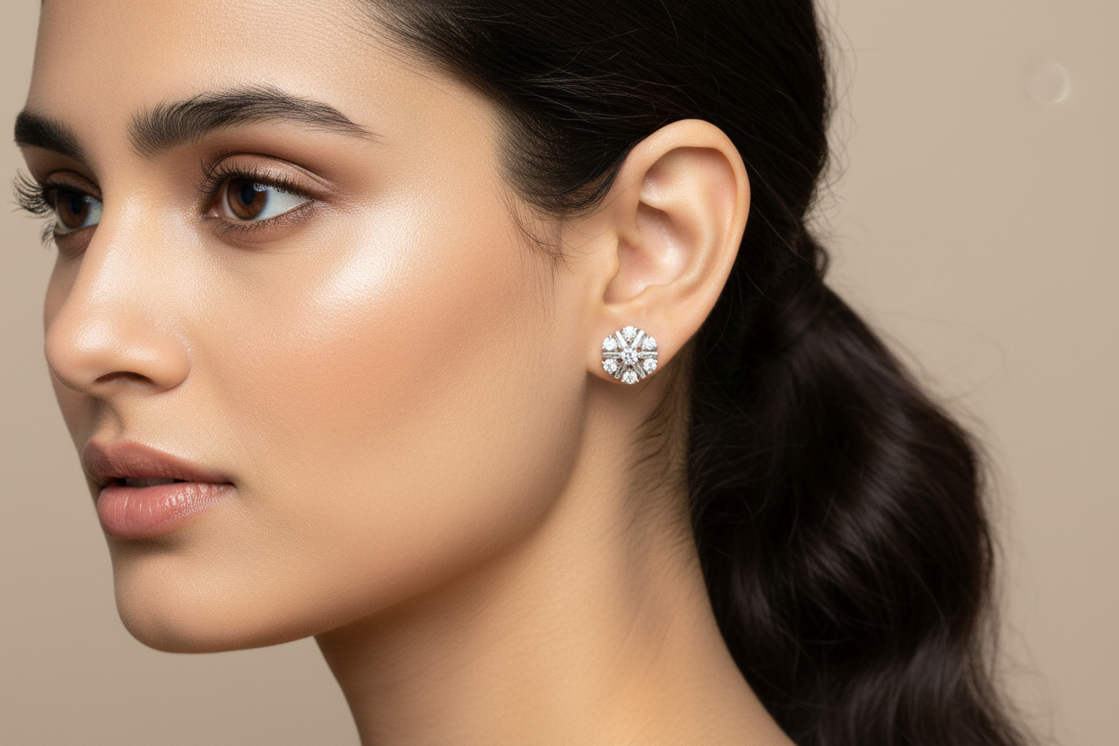 92.5 Silver White Star Studs | Minimal Elegant Design | Jewellery