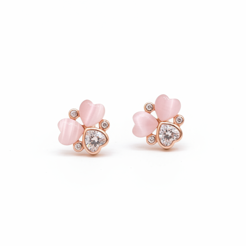 92.5 Silver Rose Gold Plated Studs | Stylish Elegant Design | Premium Jewellery