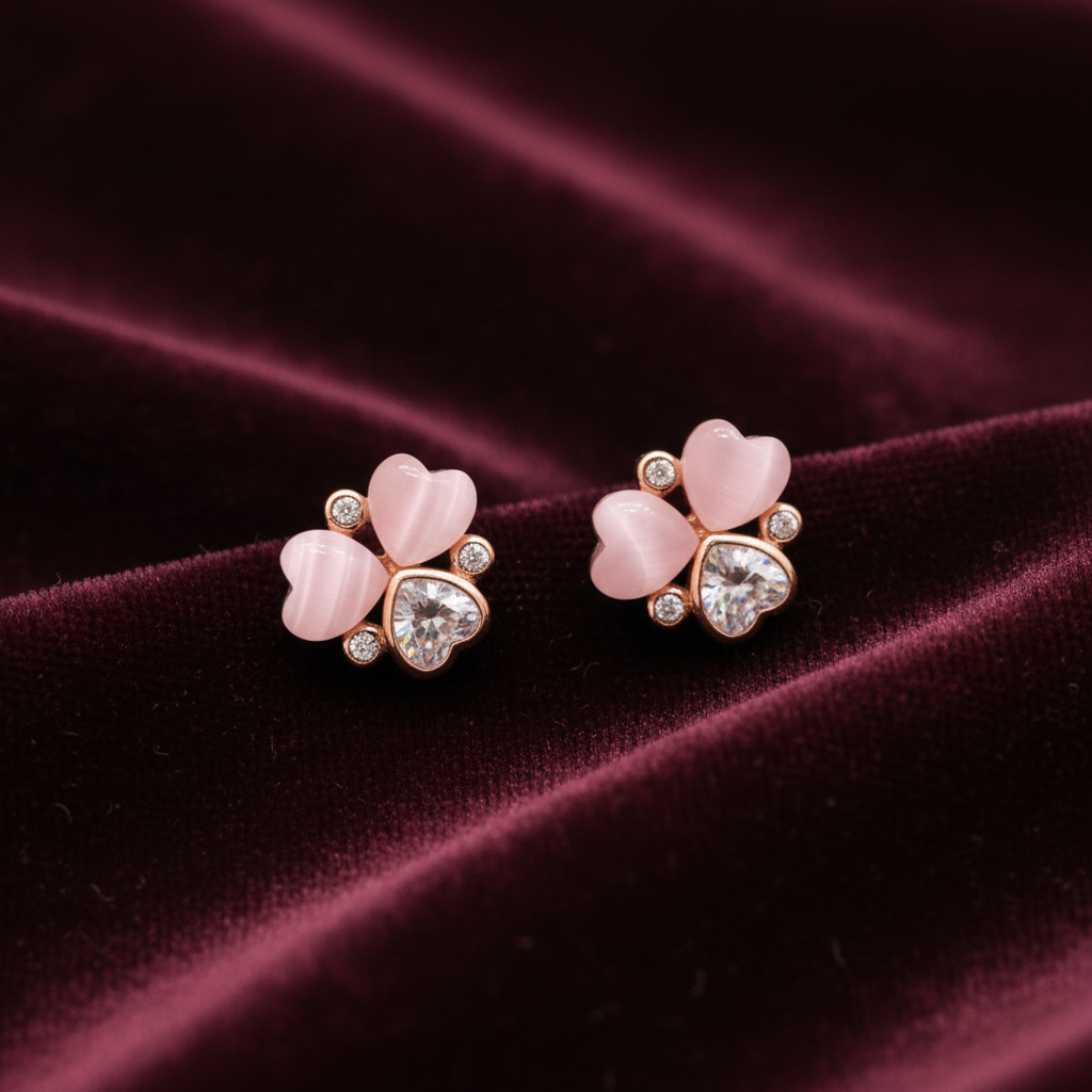 92.5 Silver Rose Gold Plated Studs | Stylish Elegant Design | Premium Jewellery