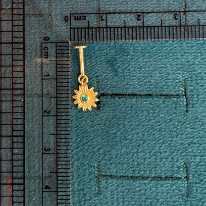 92.5 Silver Gold-Toned Green Stone Sunburst Bugadi Pair