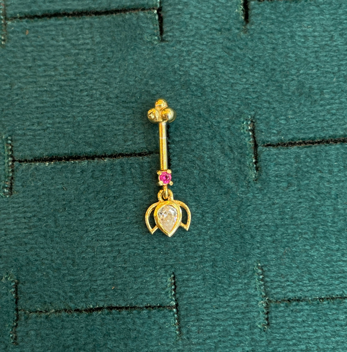 92.5 Silver Gold-Toned Pink Stone Lotus Bugadi Pair