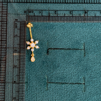 92.5 Silver Gold-Plated Floral Drop Bugadi Pair