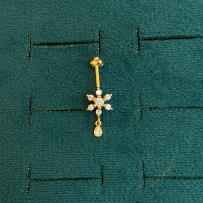 92.5 Silver Gold-Plated Floral Drop Bugadi Pair