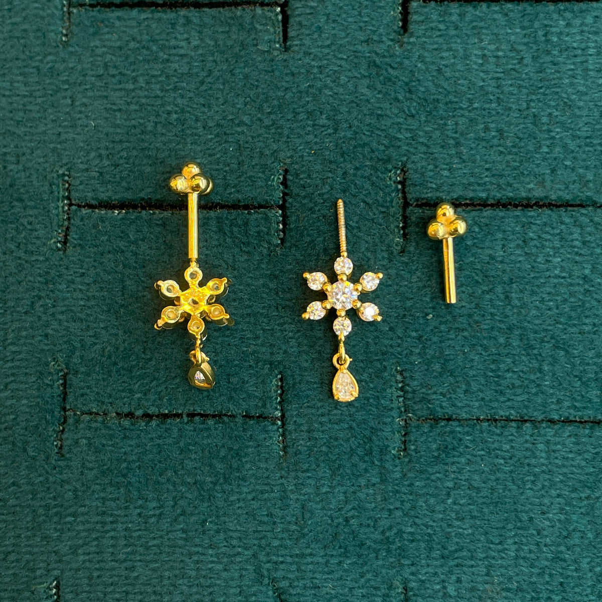 92.5 Silver Gold-Plated Floral Drop Bugadi Pair