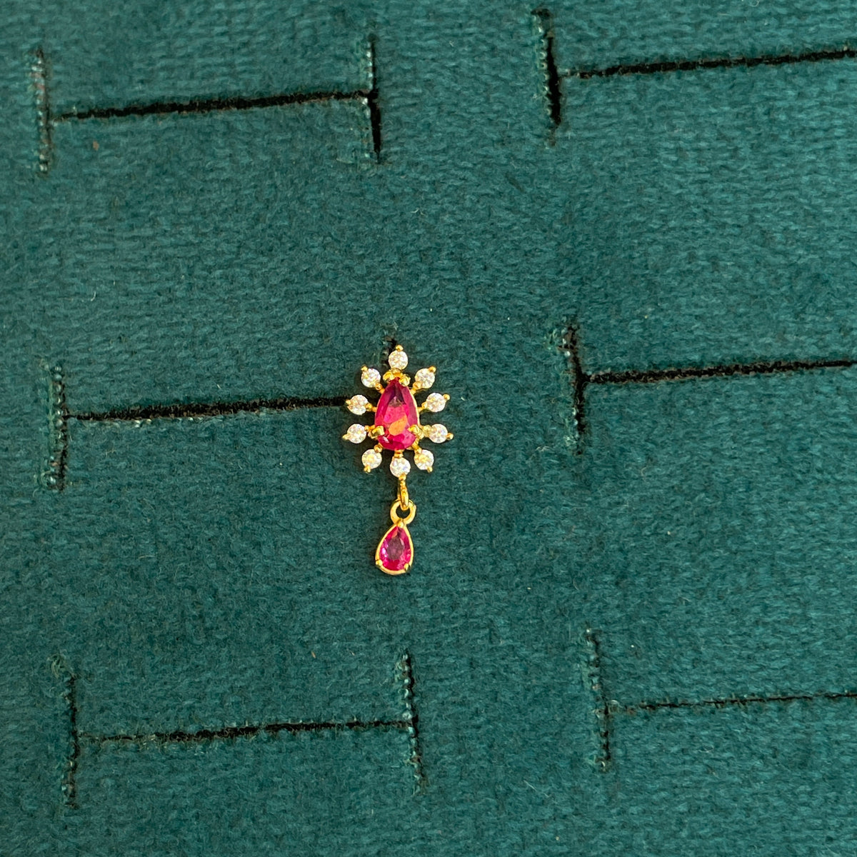 92.5 Silver Gold-Toned Pink Teardrop Earrings Pair