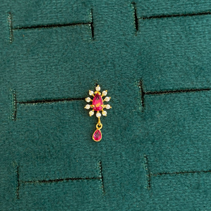 92.5 Silver Gold-Toned Pink Teardrop Earrings Pair