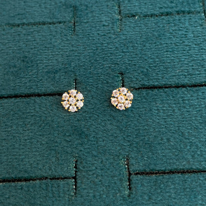 92.5 Silver Gold-Plated Flower Second Studs Pair