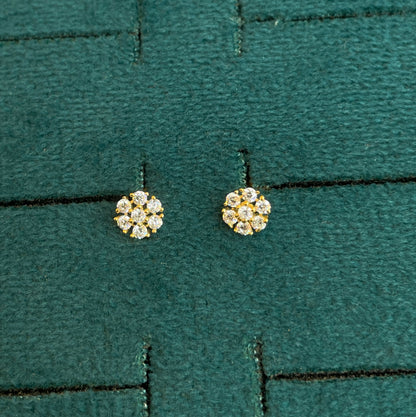 92.5 Silver Gold-Plated Flower Second Studs Pair